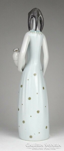 1P277 Hollóházi vízhordó lány nagyméretű porcelán szobor 28 cm