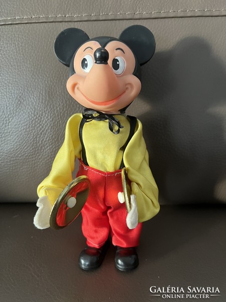 Antik Mickey egér felhúzós cintányéros játék figura