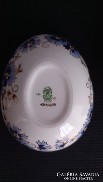 Zsolnay 4881/2/59 pajzspecsétes búzavirágos tojásbonbonier fedővel, sértetlen,15,5 x 11 x 12 cm