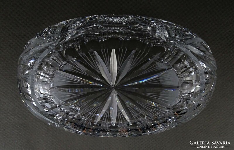 1P284 Ovális alakú hatalmas kristály asztalközép kínáló tál 25.5 cm
