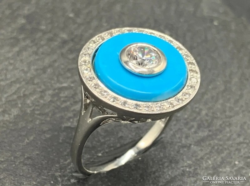 Csodás türkiz köves gyűrű, 57 es méret, sterling ezüst ,  925,  új