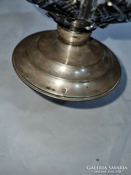 Old silver base crystal bowl