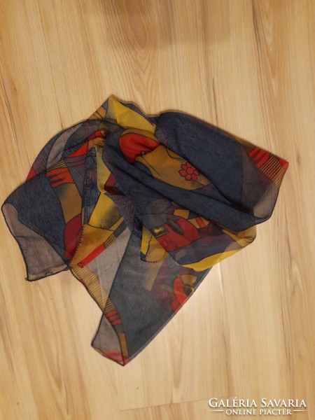 Long scarf with an abstract female figure pattern, bright color