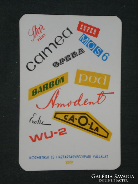 Card calendar, khv cosmetics company, amodent, barbon, caola, camea, 1972, (1)