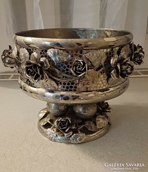 Rarely unique hand-hammered five piece masterpiece retro design table centerpiece made from offering factory marked