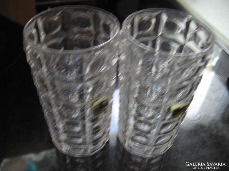 Kristály hatású retro Carré műanyag váza, pohár pár