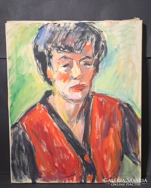 Bruckner Valéria: Női portré (olaj, vászon) önarckép? Csűrösné Bruckner Vali női festő