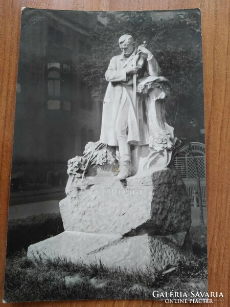 Old postcard, Szeged, statue of Pista Dankó, 1966