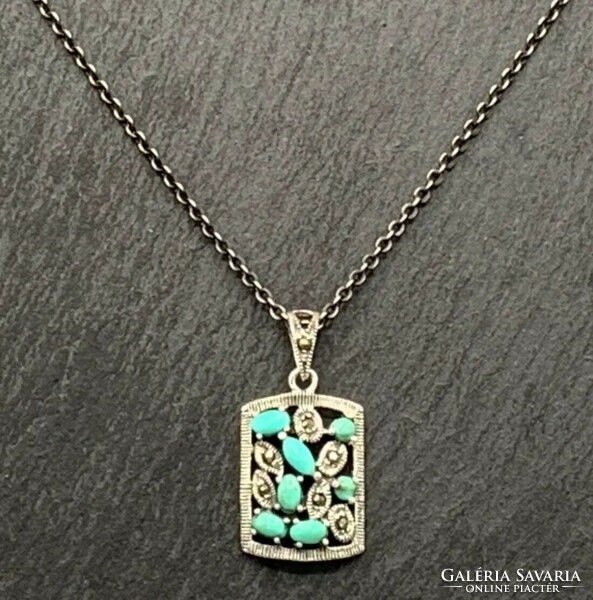 Beautiful silver pendant with turquoise stone, 925 sterling silver, new