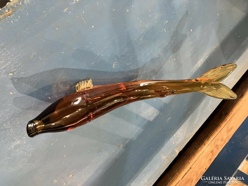 Art deco amber colored glass fish