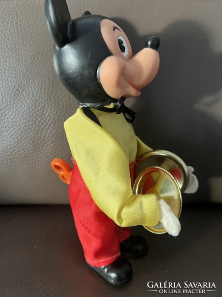 Antik Mickey egér felhúzós cintányéros játék figura
