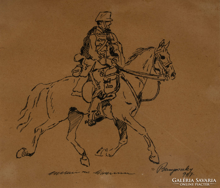 István Benyovszky (1898 - 1969): hussar on horseback 1917