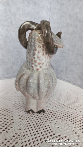 Margit Izsépy art deco ceramic ram figure, marked, 16 x 14 cm, undamaged