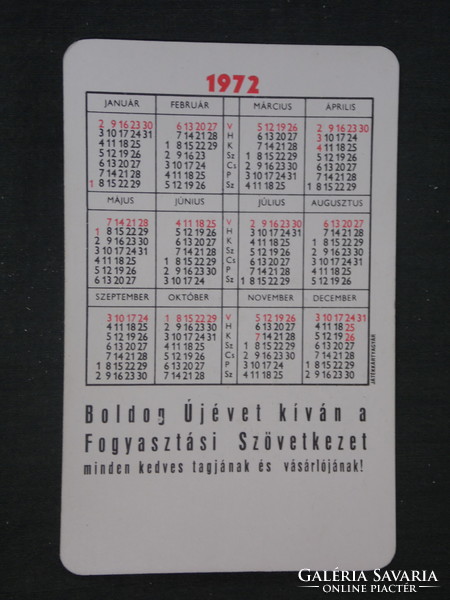 Card calendar, consumer cooperative restaurant, 1972, (1)