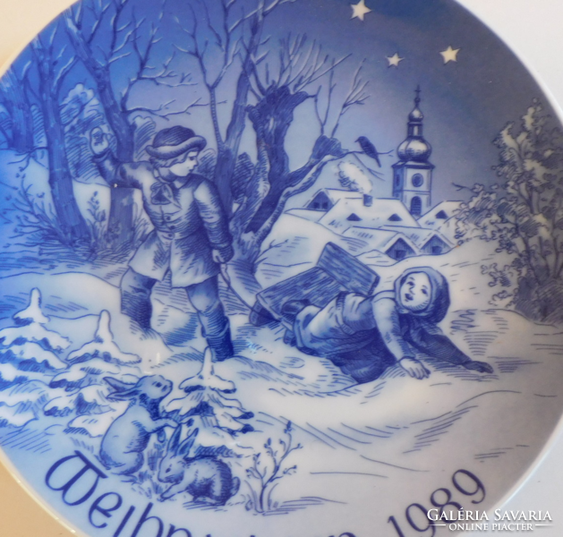 Bareuther limited edition Christmas nostalgia decorative plate with life picture 1989