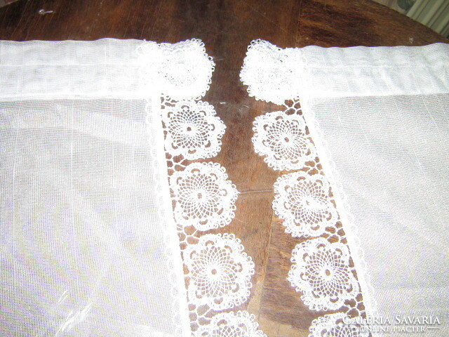 Couple of dreamy vintage style lacy stained glass curtains