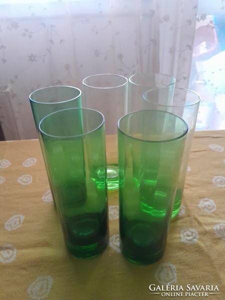 Zöld régi pohár 17 cm 6 darab