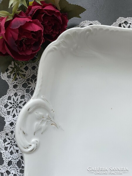 Snow white, old porcelain tray, convex pattern, large serving bowl