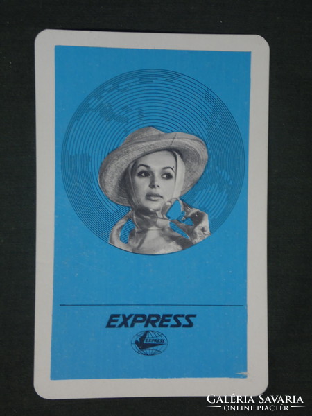 Card calendar, express travel agency, sailing ship, female model, 1972, (1)