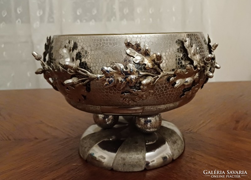 Retro completely hand-hammered masterwork table centerpiece for sale. From indicated factory! Makkos sample video!