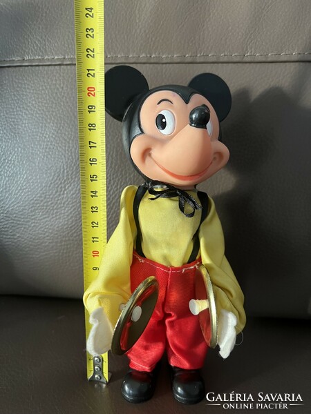 Antik Mickey egér felhúzós cintányéros játék figura