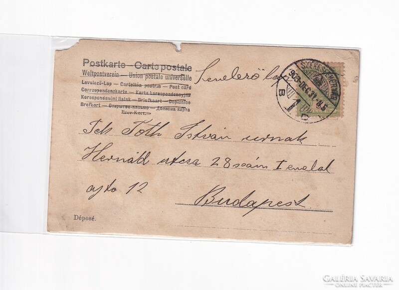 K:085 Újév-Karácsonyi Antik képeslap 1909 Fekete-fehér