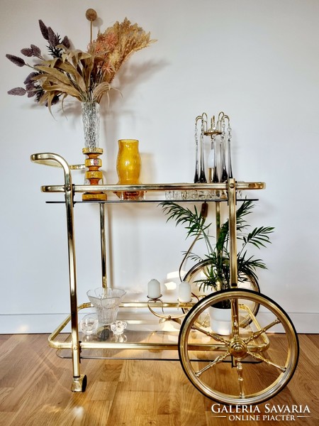 Vintage tube-frame gold-colored party wagon