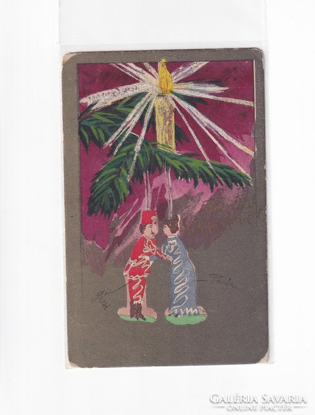 K:085 Karácsonyi Antik képeslap 1904 / Saját kézzel készített lap!