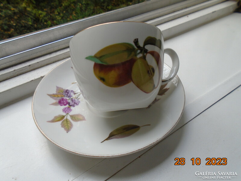 Royal Worcester Evesham festményszerű gyümölcsmintákkal teás csésze alátéttel különleges porcelánból