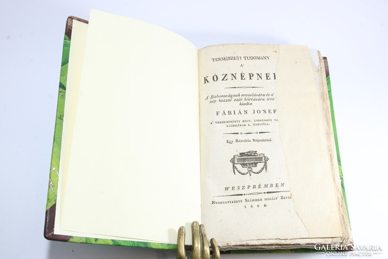 1803 - József Fábián - natural science for the common people is superstition - in a beautiful half-leather binding!