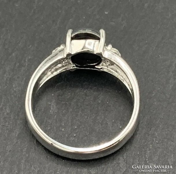 Csodás fekete opál triplett drágaköves/ sterling ezüst gyűrű, 925  - új 55 mèret
