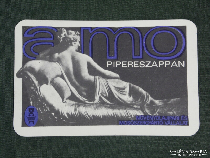 Kártyanaptár, AMO pipereszappan, nővényolaj mosószergyártó vállalat,erotikus női modell,,1972 ,  (1)