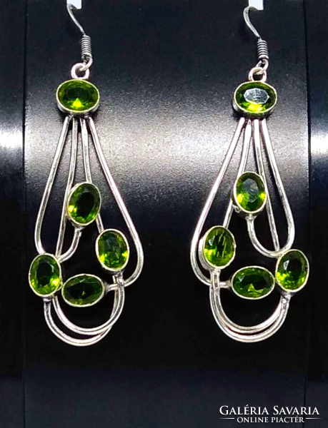 925-S silver-plated earrings with faceted peridot crystals ae91643