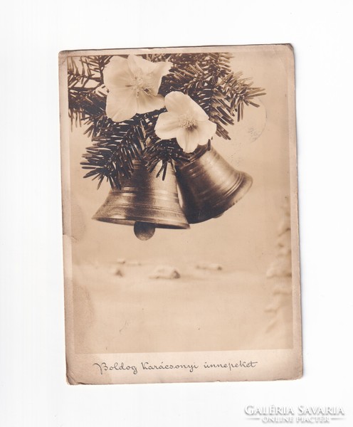 K:085 Christmas antique postcard black and white