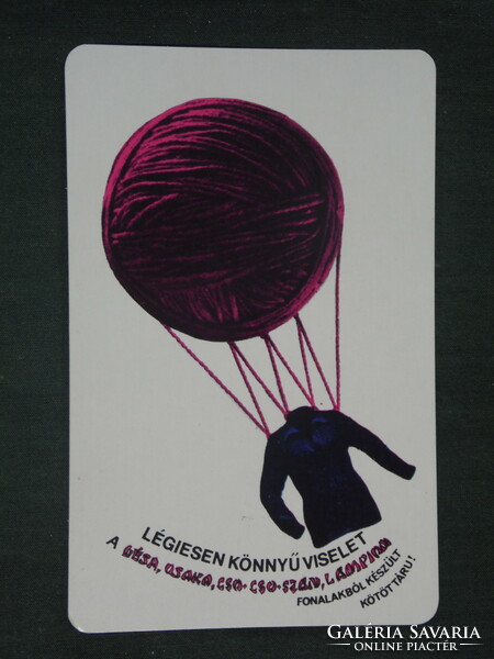 Card calendar, Foki yarns, yarn manufacturing factory, Budapest, graphic artist, 1972, (1)