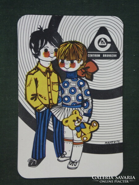 Kártyanaptár, Centrum Áruház,gyermek ruházat divat,grafikai rajzos,,1972 ,  (1)