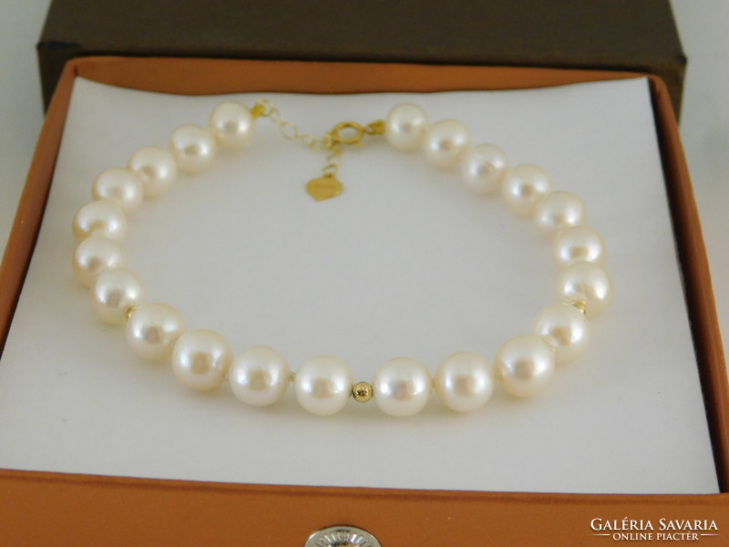 Pearl bracelet 18k gold with adjustable chain clasp