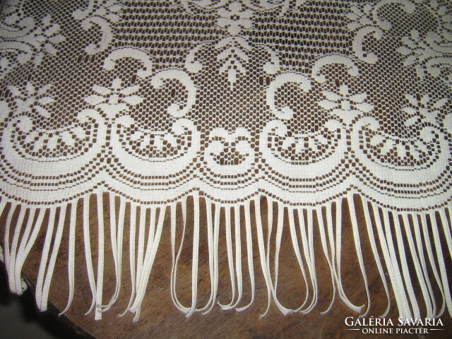 Beautiful vintage style baroque pattern fringed butter colored stained glass curtain