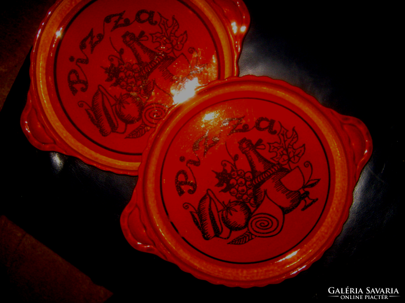 Pizza baking dish bright glazed bay ceramic cerabak 190-22 vintage