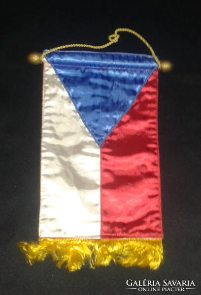 Old Czechoslovak silk hand-stitched table flag