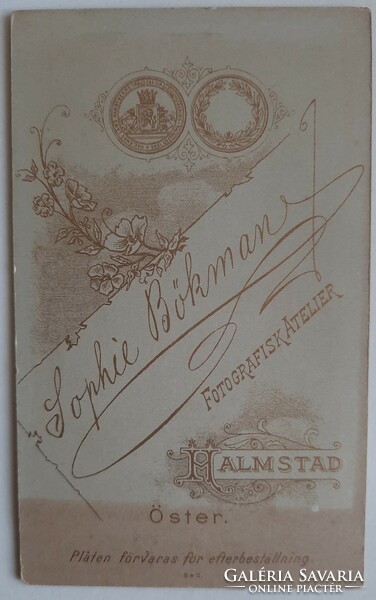 Swedish business card, cdv, from s.Bökman's studio, Halstad around 1910, photo of a mother with her little daughter