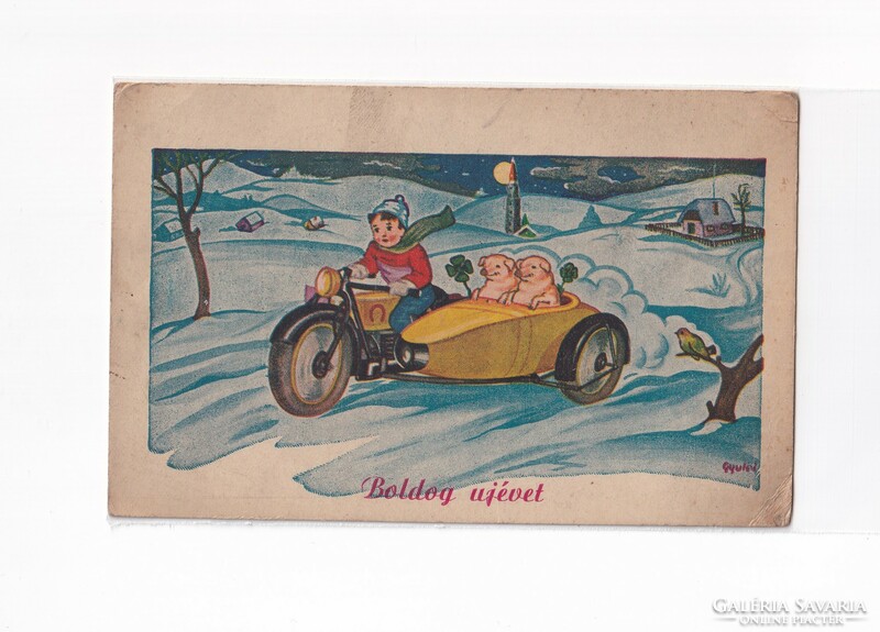 K:114 búék - New Year antique postcard