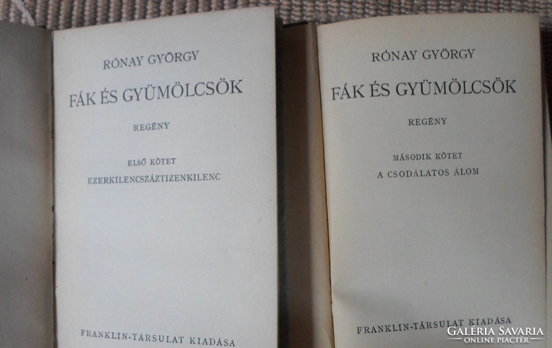 György Rónay: trees and fruits i-ii. (Franklin, 1941) - old Hungarian novel