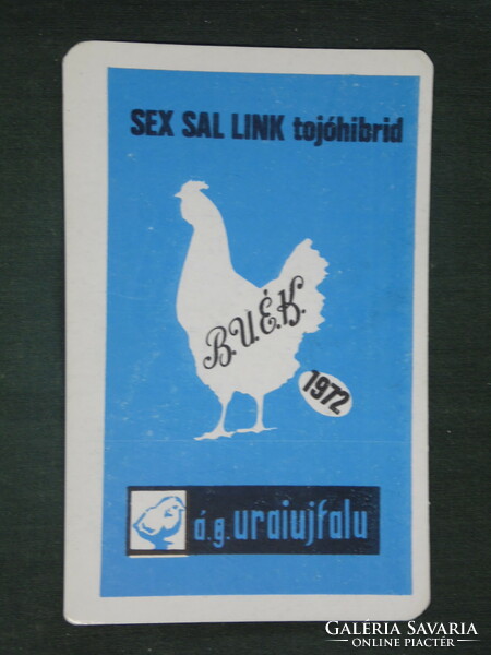 Kártyanaptár, Uraiújfalu állami gazdaság,csirke, tojás termelő,grafikai rajzos, 1972 ,  (1)