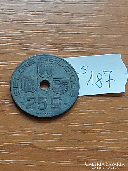 Belgium belgie - belgique 25 centimes 1944 ww ii. Zinc s187