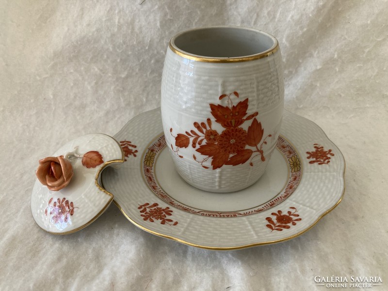 Herendi porcelán apponyi dekorral / mézes-mustáros tál, edény 1957
