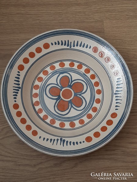 Kézzel festett mázas kerámia tányér 1987 - ből