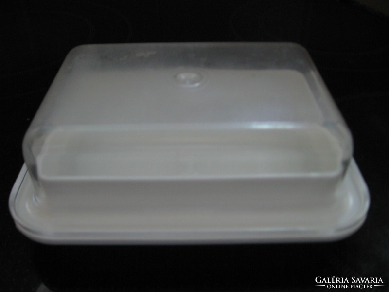 White-transparent plastic butter holder, soap holder