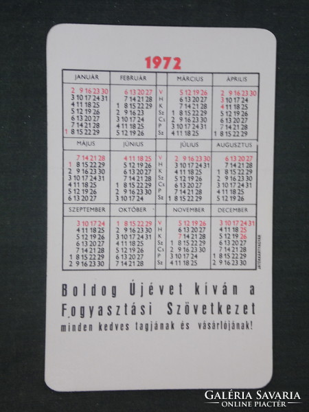 Card calendar, cooperative industrial goods stores, television, pannonia p20 motorcycle, 1972, (1)