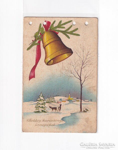 K:099 antique Christmas postcard with folk jamb
